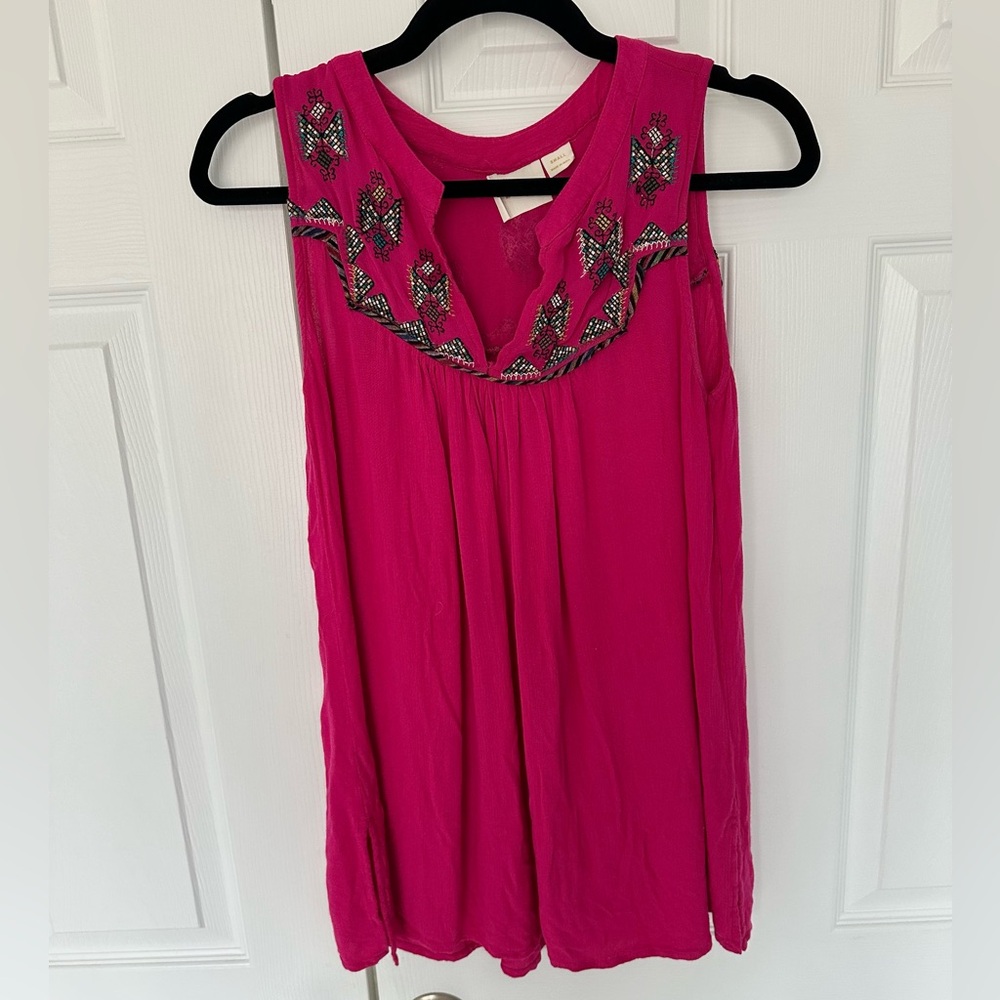 Anthropologie Maeve Embroidered Tank Top